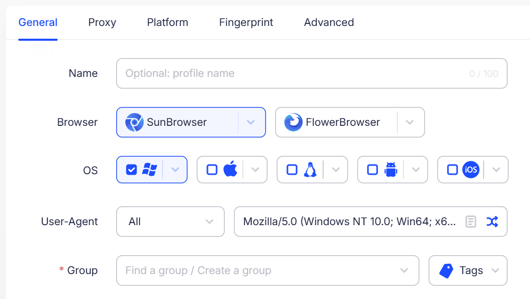 AdsPower profile management